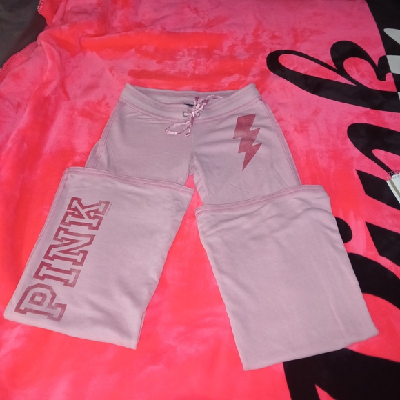 VTG PINK Victoria's Secret Pink Sweatpants Bootcut Lightning Bolt - Picture 2 of 14